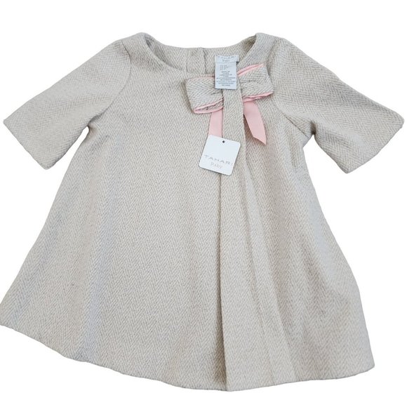 Tahari Dresses Tahari Baby Girl Cream Dress Couture With Bow Size